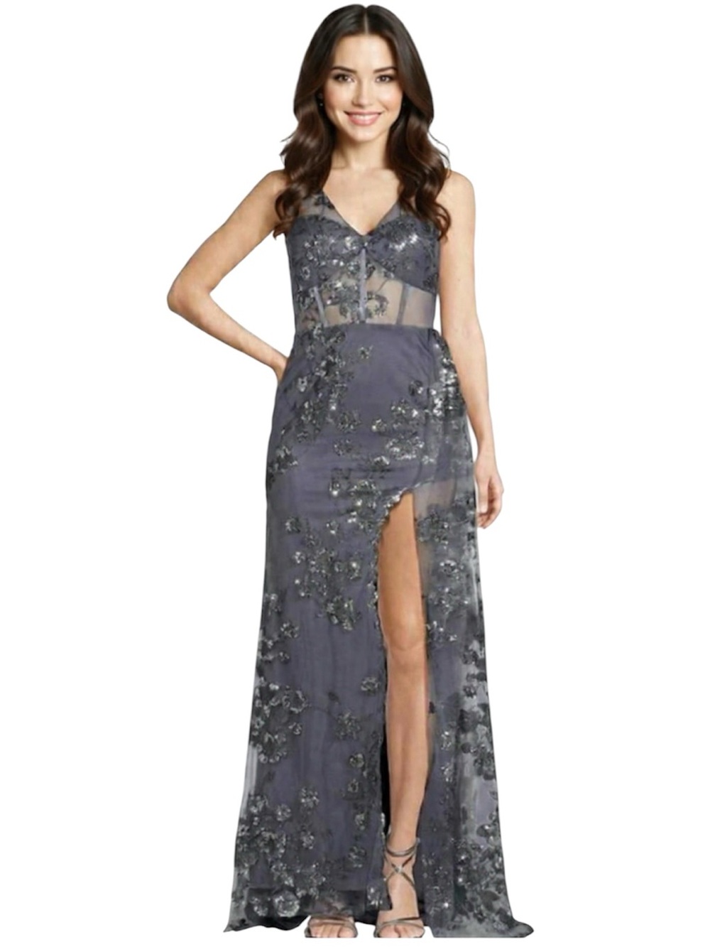 Dear Moon Sequin Mesh Corset Gown Size 11 NWT Formal Dress NWT - Picture 4 of 16